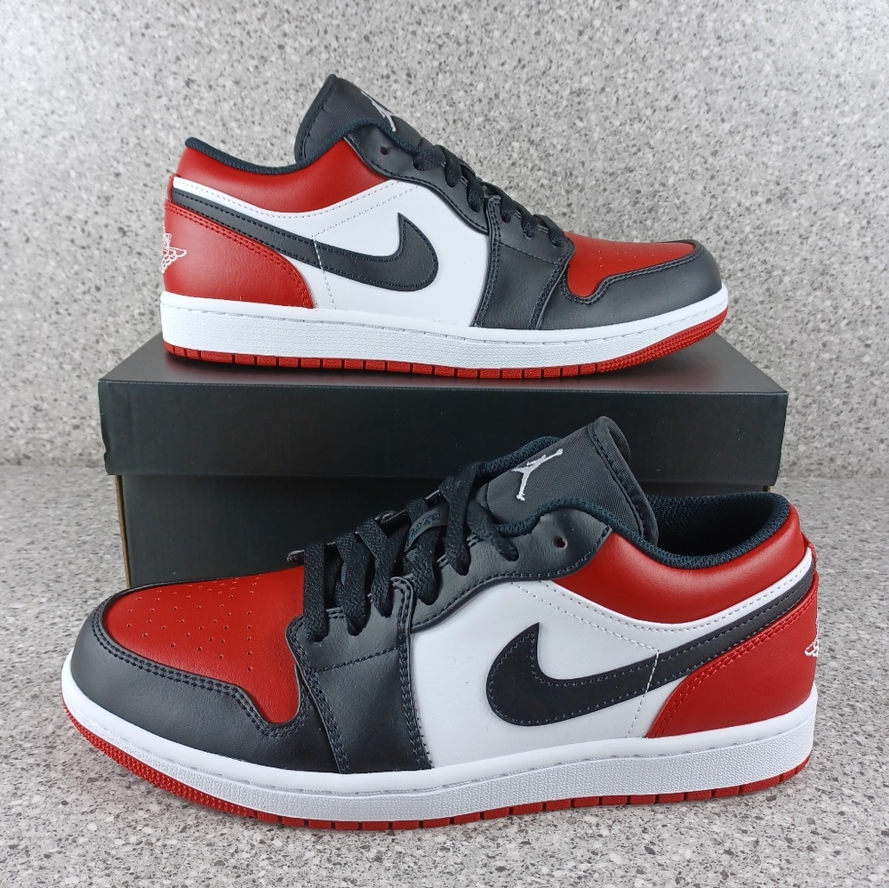 Nike Air Jordan 1 Low Bred Toe Sneakers - Men's Size 8 Shoes